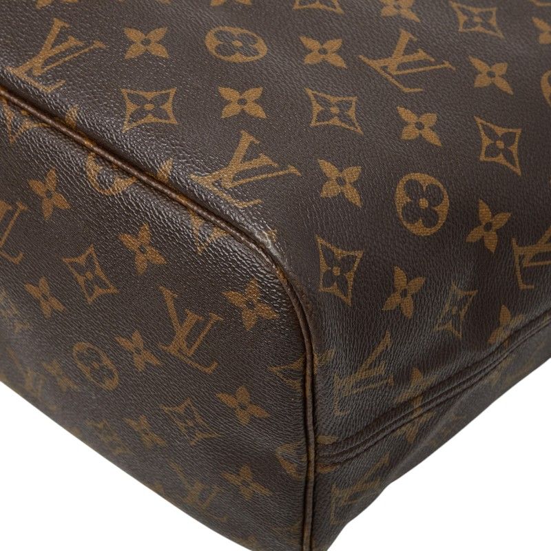 Louis Vuitton Monogram Neverfull MM Shoulder Bag Tote Brown Leather