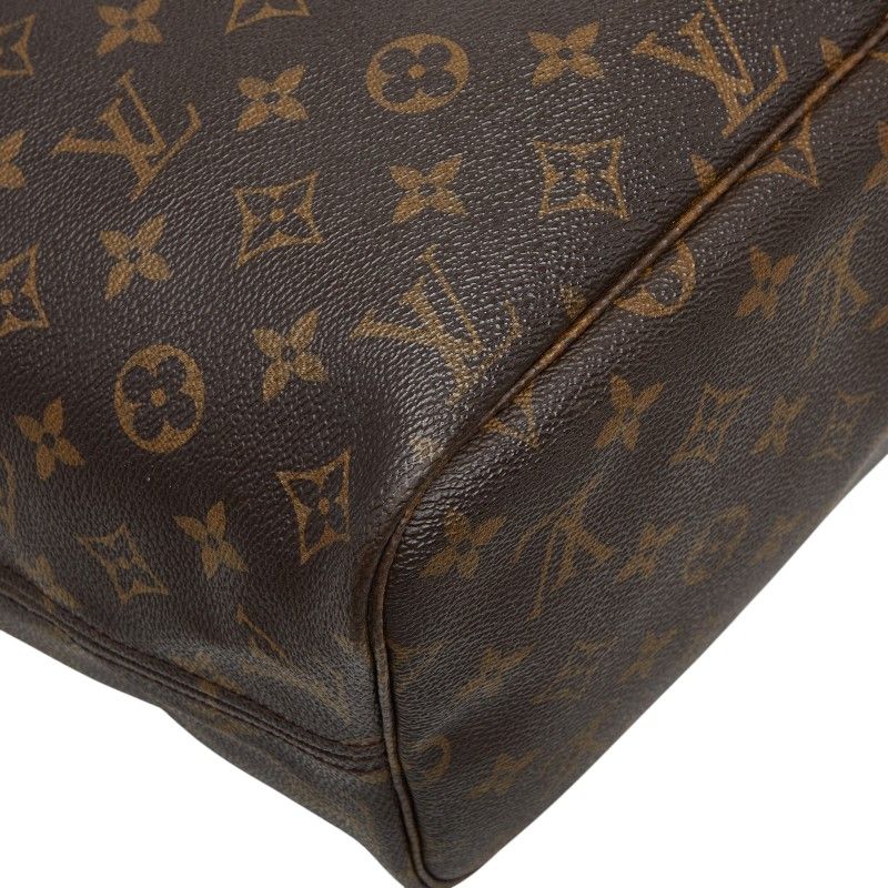 Louis Vuitton Monogram Neverfull MM Shoulder Bag Tote Brown Leather