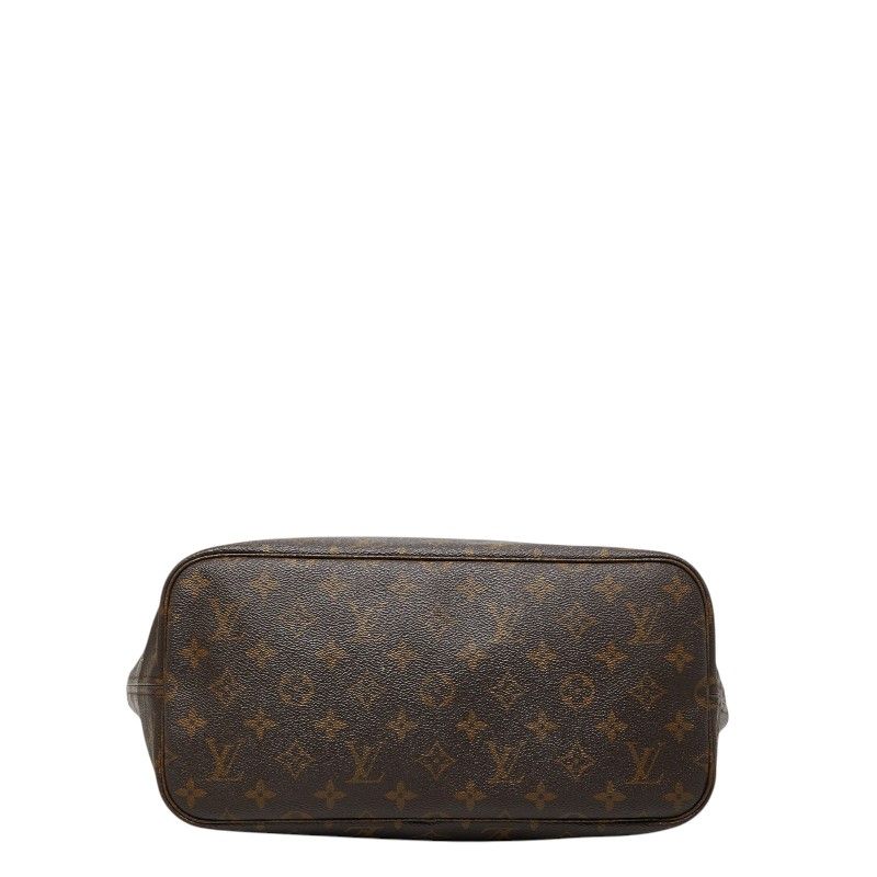Louis Vuitton Monogram Neverfull MM Shoulder Bag Tote Brown Leather