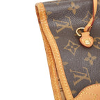 Louis Vuitton Monogram Neverfull MM Shoulder Bag Tote Brown Leather