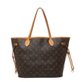 Louis Vuitton Monogram Neverfull MM Shoulder Bag Tote Brown Leather