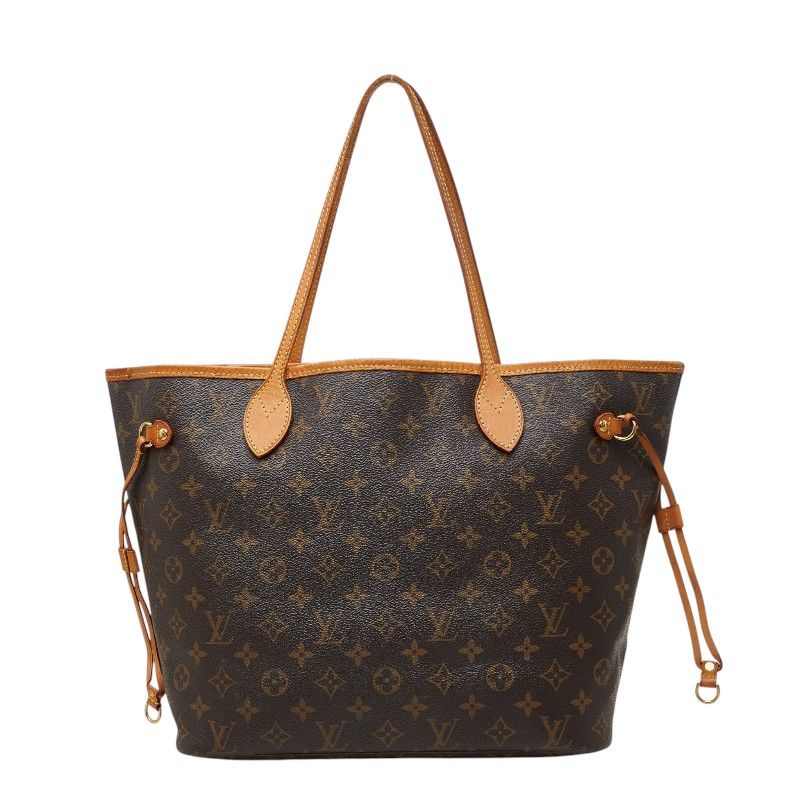 Louis Vuitton Monogram Neverfull MM Shoulder Bag Tote Brown Leather