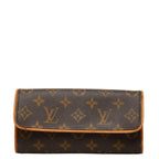 Louis Vuitton Monogram Pochette Twin PM Pouch Brown Leather