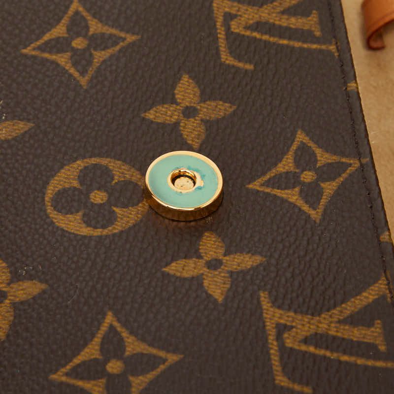 Louis Vuitton Monogram Pochette Twin PM Pouch Brown Leather