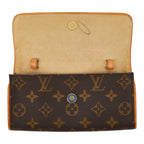 Louis Vuitton Monogram Pochette Twin PM Pouch Brown Leather