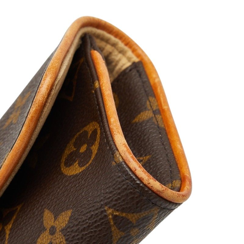 Louis Vuitton Monogram Pochette Twin PM Pouch Brown Leather