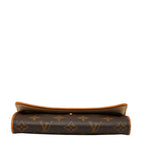 Louis Vuitton Monogram Pochette Twin PM Pouch Brown Leather