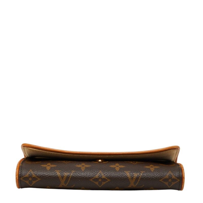 Louis Vuitton Monogram Pochette Twin PM Pouch Brown Leather