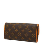 Louis Vuitton Monogram Pochette Twin PM Pouch Brown Leather