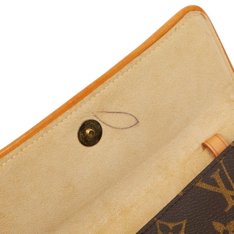 Louis Vuitton Monogram Pochette Twin PM Pouch Brown Leather