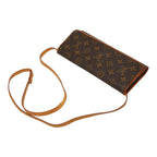 Louis Vuitton Monogram Pochette Twin GM Crossbody Shoulder Bag Brown Leather