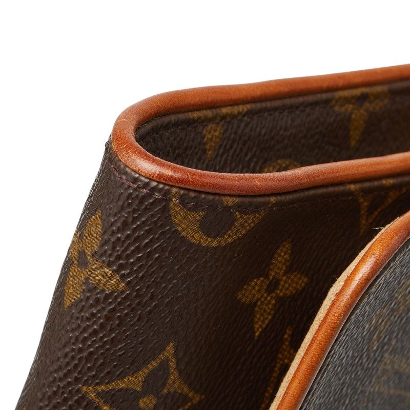Louis Vuitton Monogram Pochette Twin GM Crossbody Shoulder Bag Brown Leather