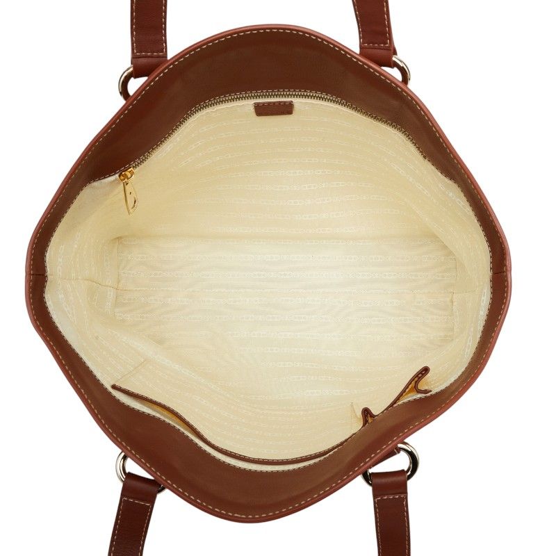 Celine Macadam Tote Shoulder Bag Beige Brown Leather Canvas