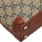 Celine Macadam Tote Shoulder Bag Beige Brown Leather Canvas