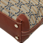 Celine Macadam Tote Shoulder Bag Beige Brown Leather Canvas