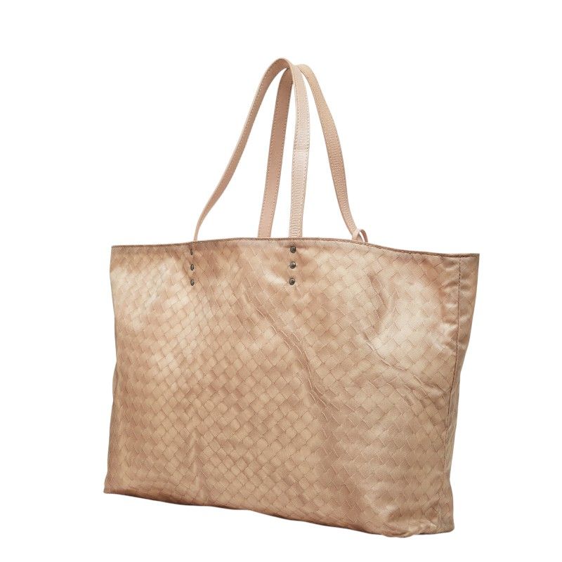 Bottega Veneta Intreccio Illusion Tote Shoulder Bag Pink Nylon Leather