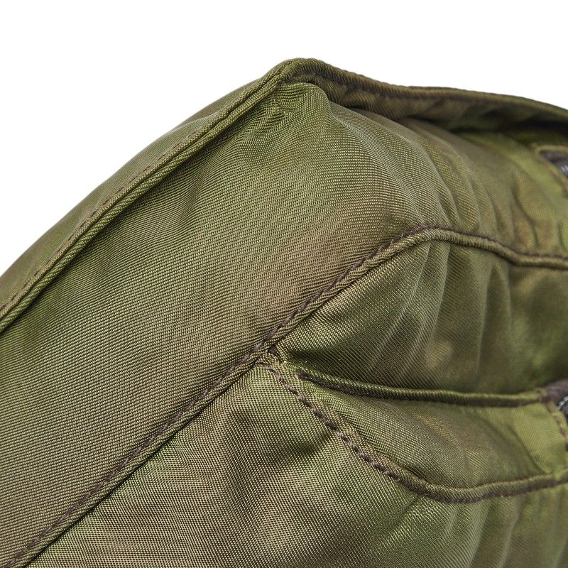 Prada Crossbody Shoulder Bag Khaki Green Nylon Leather