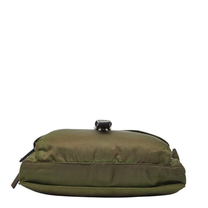 Prada Crossbody Shoulder Bag Khaki Green Nylon Leather