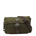 Prada Crossbody Shoulder Bag Khaki Green Nylon Leather
