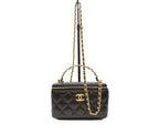 Chanel Black Lamb Gold Top Handle 2-Way