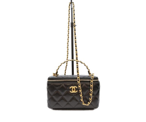 Chanel Black Lamb Gold Top Handle 2-Way