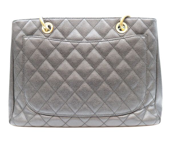 Chanel Black Caviar Gold Grand Shopping Tote GST — view 3