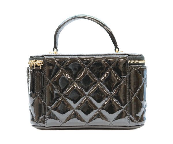 Chanel Black Patent Gold Top Handle Vanity 2-Way — view 3