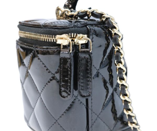 Chanel Black Patent Gold Top Handle Vanity 2-Way — view 9