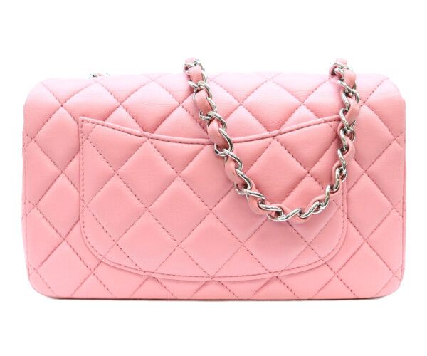 Chanel Pink Lamb Silver Mini Quilted 20 Shoulder — view 3