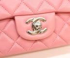 Chanel Pink Lamb Silver Mini Quilted 20 Shoulder — view 6