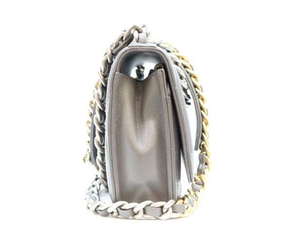 Chanel Gray Lamb 19 Chain Wallet Shoulder — view 3