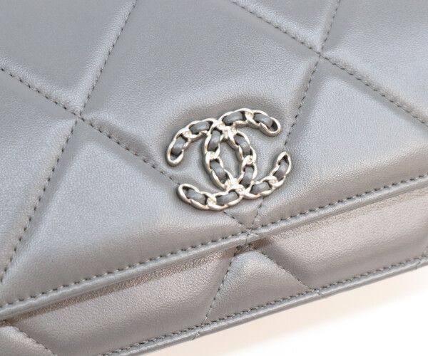 Chanel Gray Lamb 19 Chain Wallet Shoulder — view 6