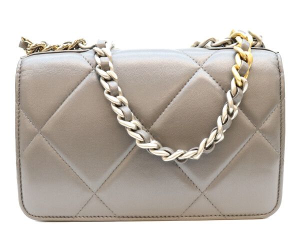Chanel Gray Lamb 19 Chain Wallet Shoulder — view 4