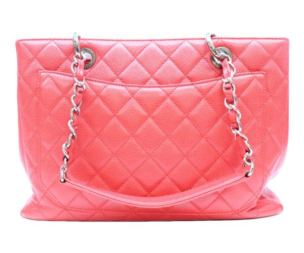 Chanel Red Caviar Silver Grand Shopping Tote GST — view 3