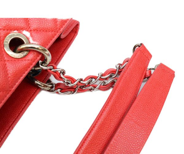 Chanel Red Caviar Silver Grand Shopping Tote GST — view 9