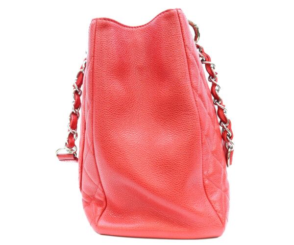 Chanel Red Caviar Silver Grand Shopping Tote GST — view 4
