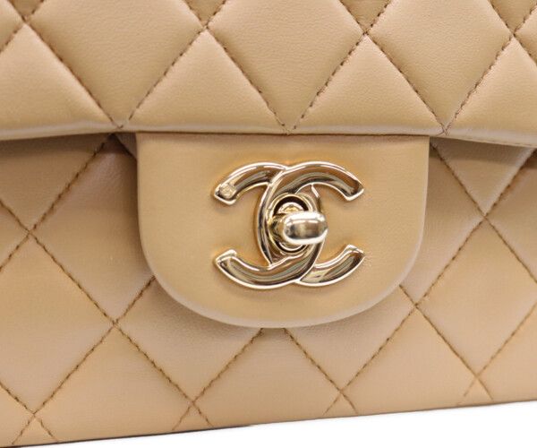 Chanel Beige Lamb Gold Quilted 25 Shoulder — view 6