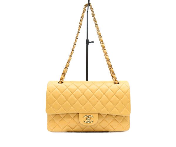 Chanel Beige Lamb Gold Quilted 25 Shoulder