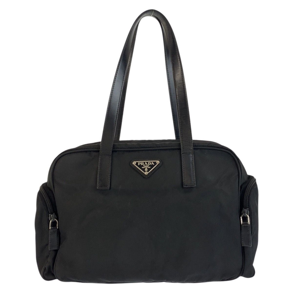 Prada Tessuto Black Silver Nylon Tote