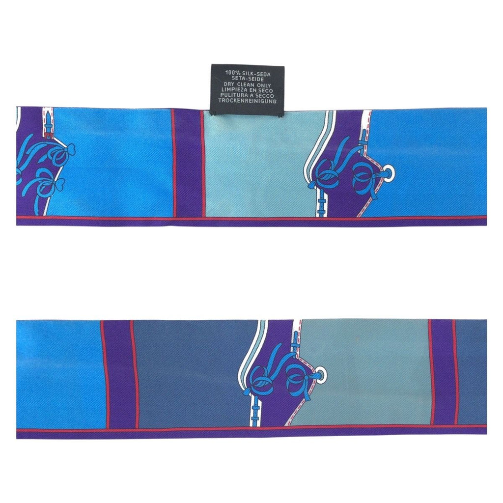 Hermes Twilly Camaille Blue Purple Multicolor Silk Scarf Ribbon