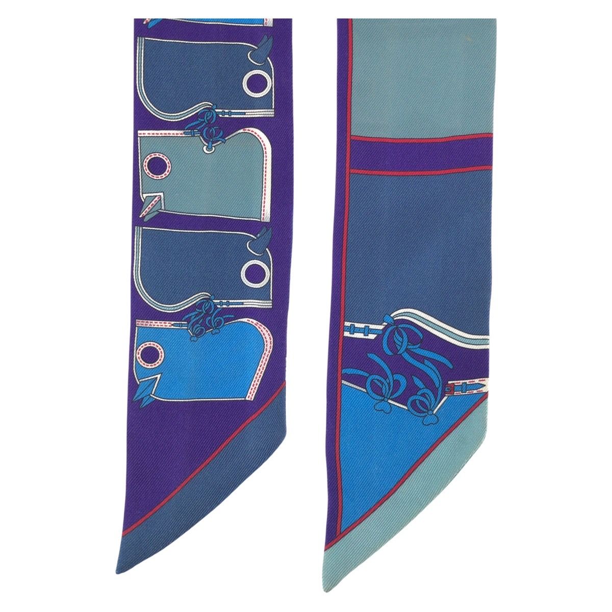 Hermes Twilly Camaille Blue Purple Multicolor Silk Scarf Ribbon