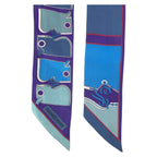 Hermes Twilly Camaille Blue Purple Multicolor Silk Scarf Ribbon