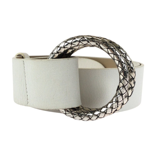 Bottega Veneta White Silver Leather 925 Sterling Belt