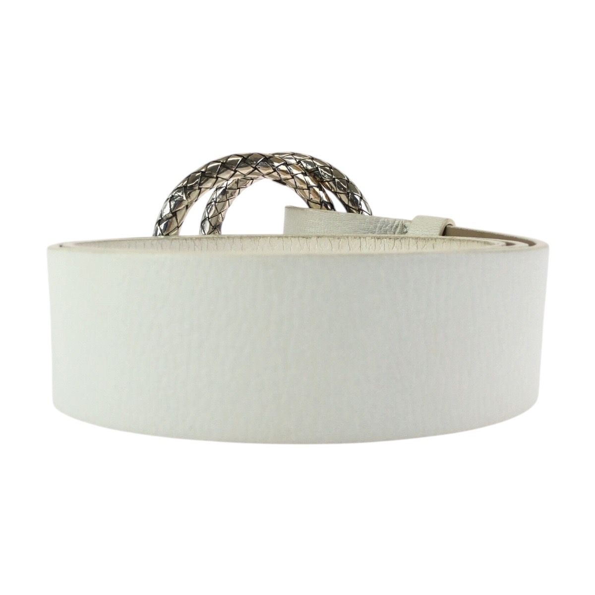 Bottega Veneta White Silver Leather 925 Sterling Belt — view 2