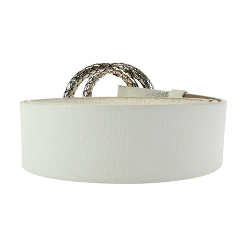 Bottega Veneta White Silver Leather 925 Sterling Belt — view 2