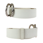 Bottega Veneta White Silver Leather 925 Sterling Belt — view 3
