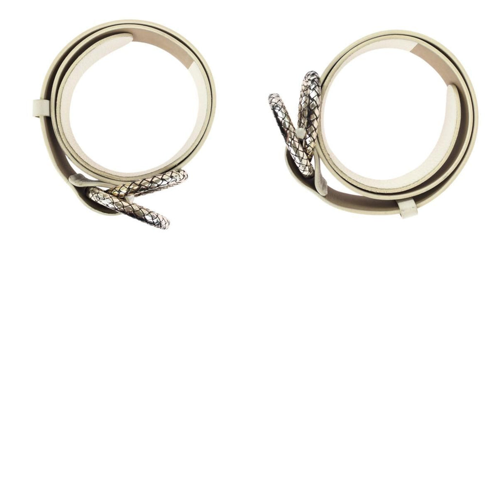 Bottega Veneta White Silver Leather 925 Sterling Belt — view 9