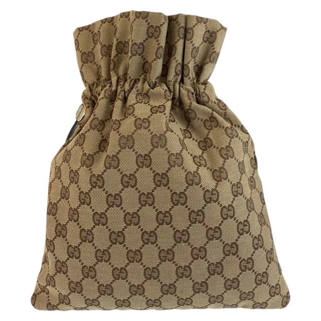 Gucci Beige Brown GG Canvas 014 Drawstring Pouch — view 2