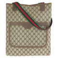 Gucci Vintage Sherry Line Beige Brown GG Supreme Canvas Tote Shoulder