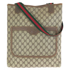 Gucci Vintage Sherry Line Beige Brown GG Supreme Canvas Tote Shoulder